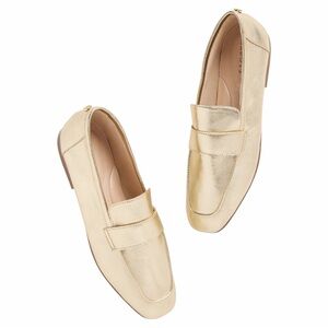 Talbots Audrey Nappa Leather Gold Loafers 8